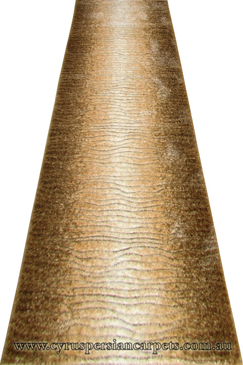 Premium Wavy Shaggy Hallway Runner Rug 2432A Brown P. White - Click Image to Close