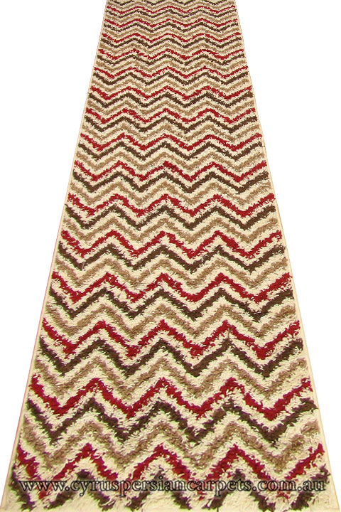 Stella Chevron Shaggy Hallway Runner Rug 1128A-BON-BON - Click Image to Close