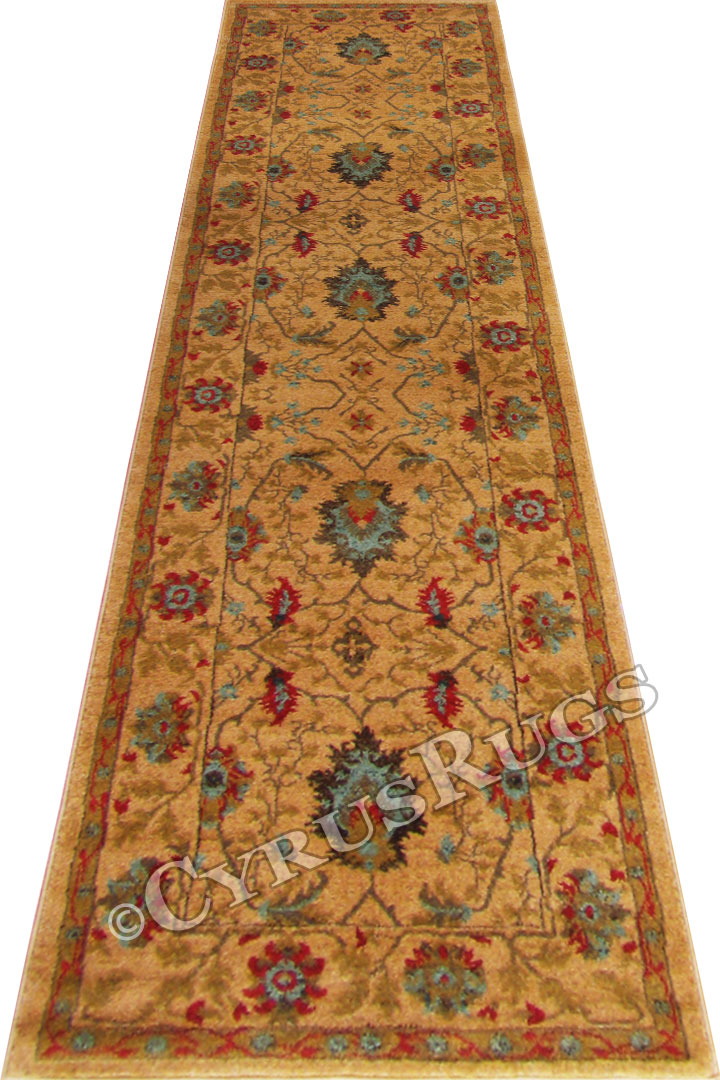 Chicago Traditional Hallway Runner Rug 413A Yellow L.Beige - Click Image to Close