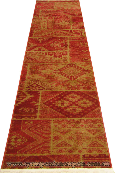 Dallas Hallway Runner Rug 7548B Tile Red Tile Red - Click Image to Close