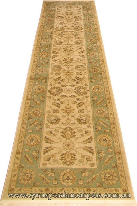 Dallas Hallway Runner Rug 7709H Cream Green - Click Image to Close