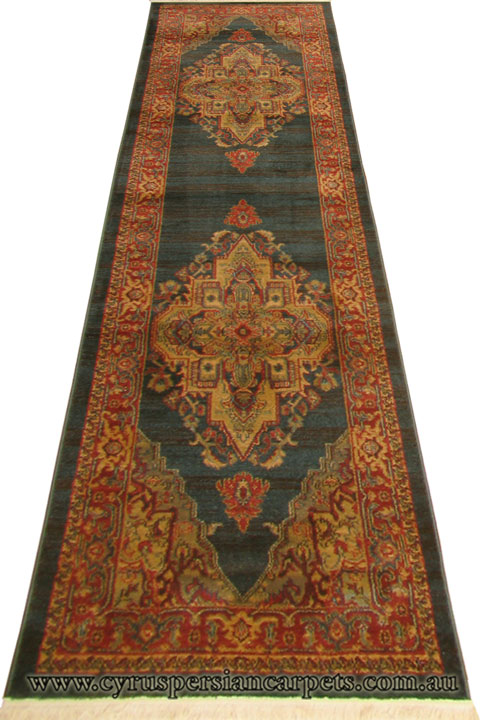 Dallas Hallway Runner Rug 8788A D.Blue Red - Click Image to Close