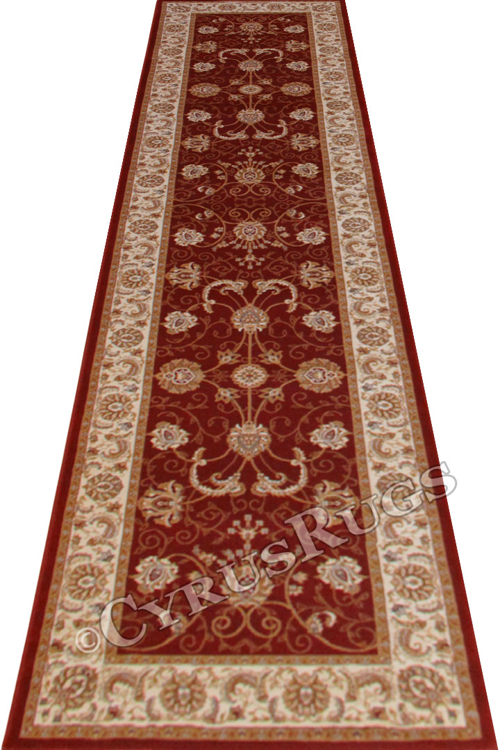 San Diego Traditional Hallway Runner Rugs 2117A Red Cream - Click Image to Close
