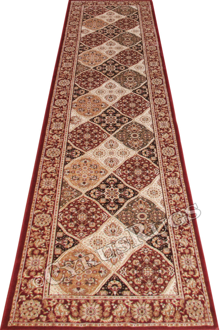 San Diego Traditional Hallway Runner Rugs 2511A Red Red - Click Image to Close