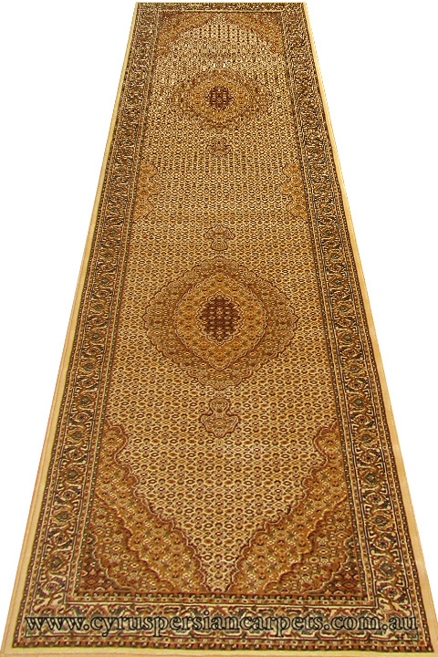 Hereke Hallway Runner Rug Mahi Ivory - Click Image to Close