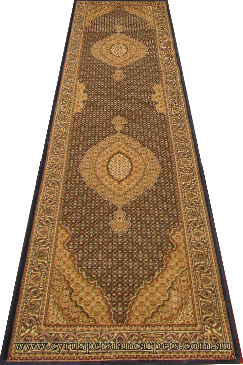 Hereke Hallway Runner Rug Mahi Navy - Click Image to Close