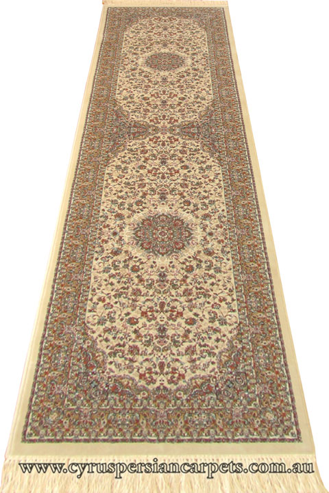 Melbourne Tabriz Hallway Runner Rugs 87043 Cream - Click Image to Close