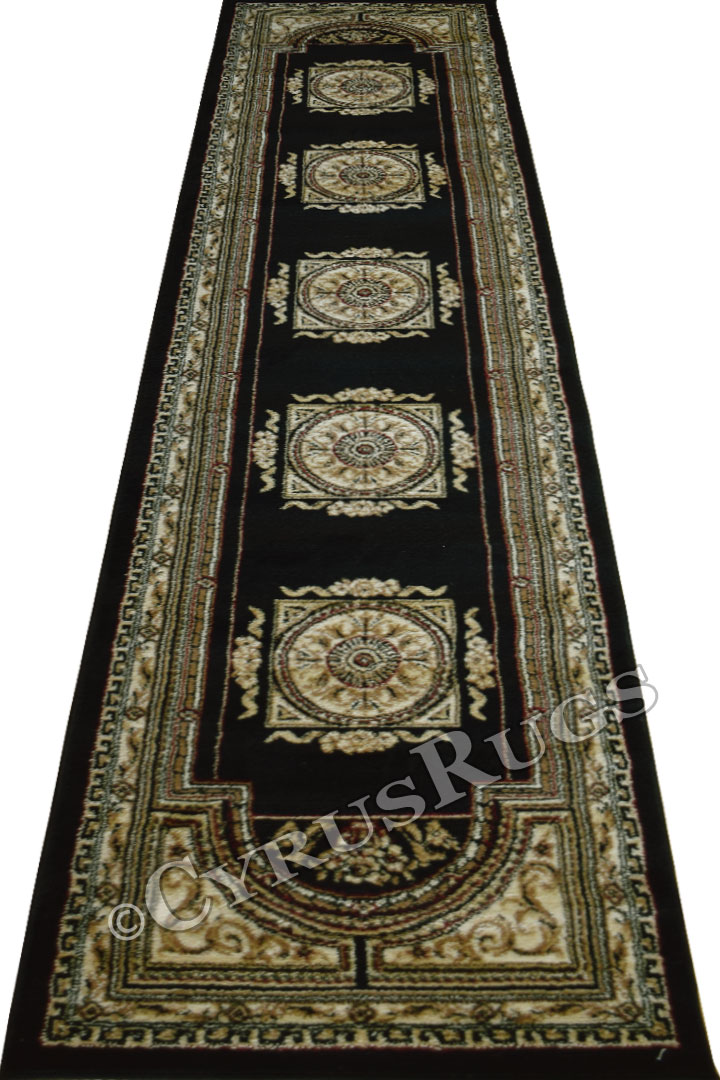 Minnesota Traditional Hallway Runner Rug 2852A Black Cream - Click Image to Close