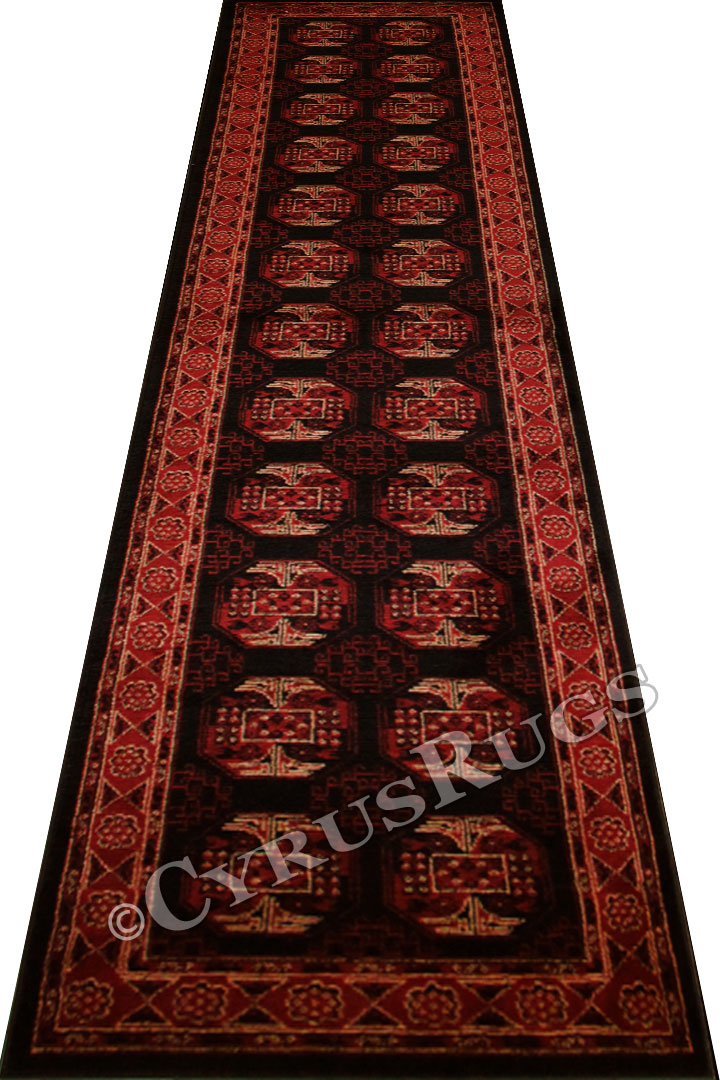 Minnesota Traditional Hallway Runner Rug 3355A Black Red - Click Image to Close
