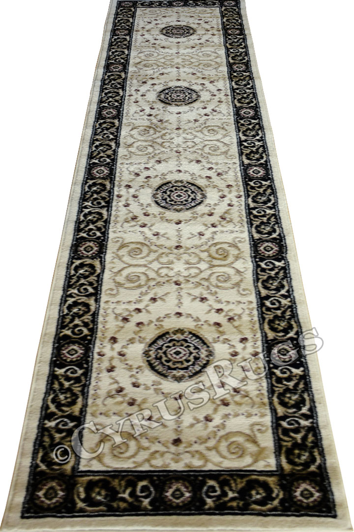 Minnesota Traditional Hallway Runner Rug 3577A Cream Black - Click Image to Close