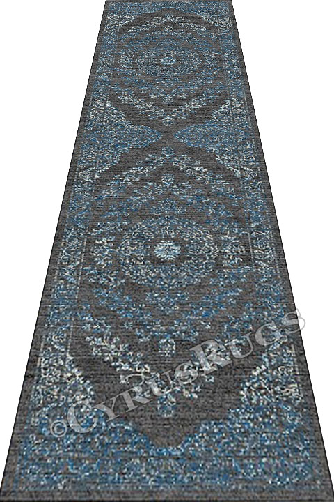 Vintage Hallway Runner Rugs 0HB93 Grey Blue - Click Image to Close