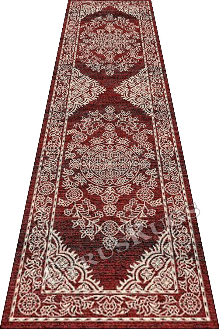 Vintage Hallway Runner Rugs 3672F Red Cotton - Click Image to Close