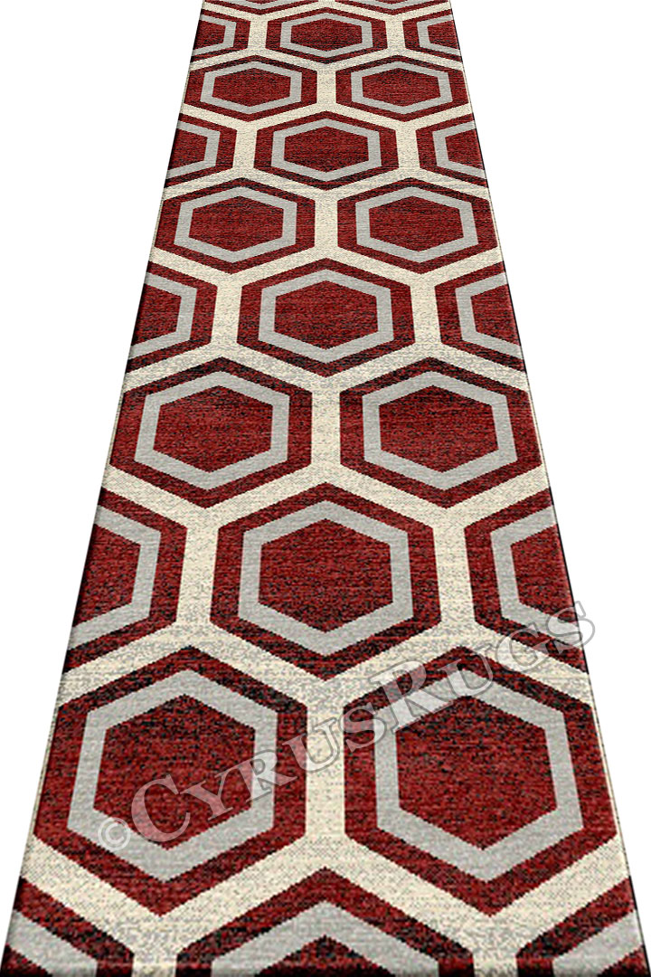 Vintage Hallway Runner Rugs BF253 4246 Red Silver - Click Image to Close