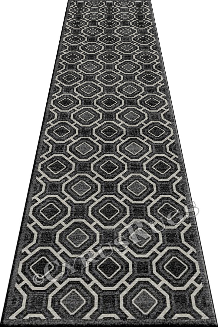 Vintage Hallway Runner Rugs HB282 Charcoal Silver - Click Image to Close