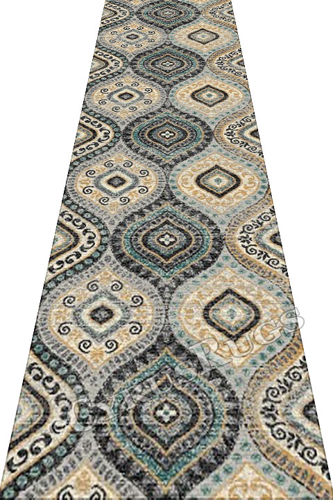 Vintage Hallway Runner Rugs HB293 Aqua Grey EV - Click Image to Close