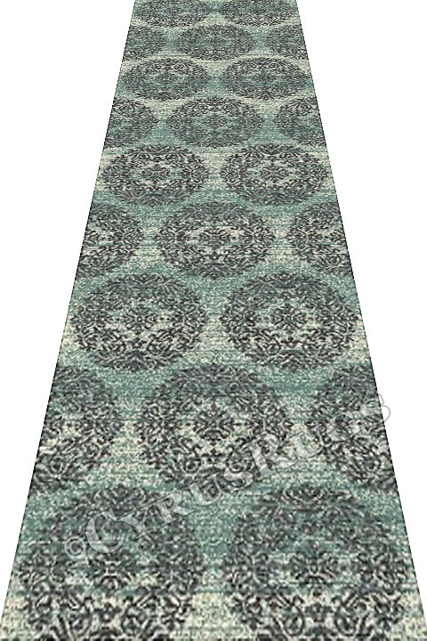 Vintage Hallway Runner Rugs HB296 Aqua Grey - Click Image to Close