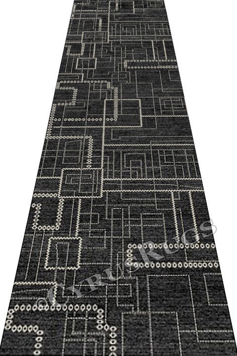 Vintage Hallway Runner Rugs HB298 Charcoal Cotton - Click Image to Close