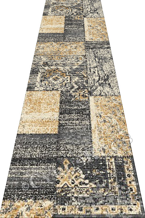 Vintage Hallway Runner Rugs HB305 Cotton Yellow - Click Image to Close