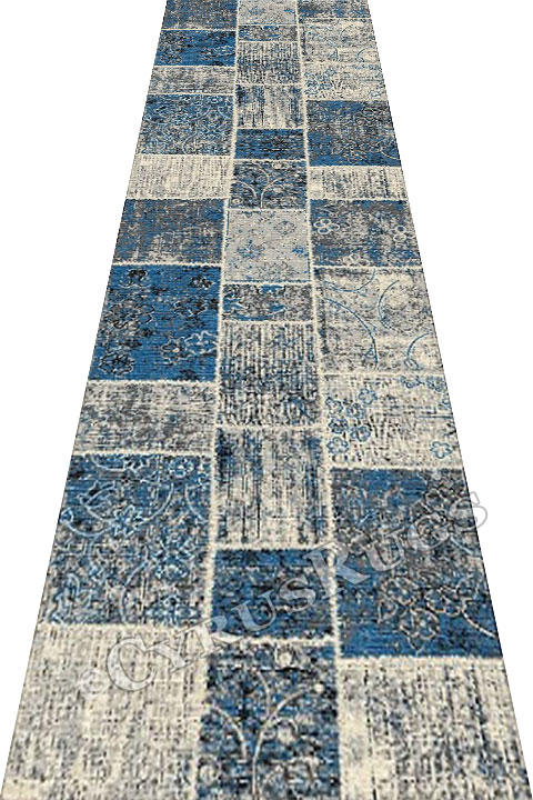 Vintage Hallway Runner Rugs HB309 Blue - Click Image to Close