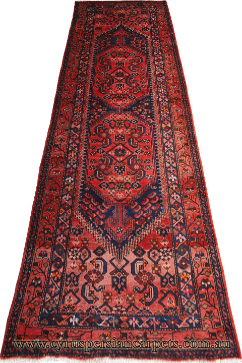 Hamedan Hand Knotted Wool Runner (Size 307 x 121cm) - Click Image to Close