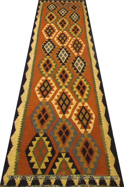 Persian Hand Woven Wool Kilim (Size 277 x 85cm) - Click Image to Close