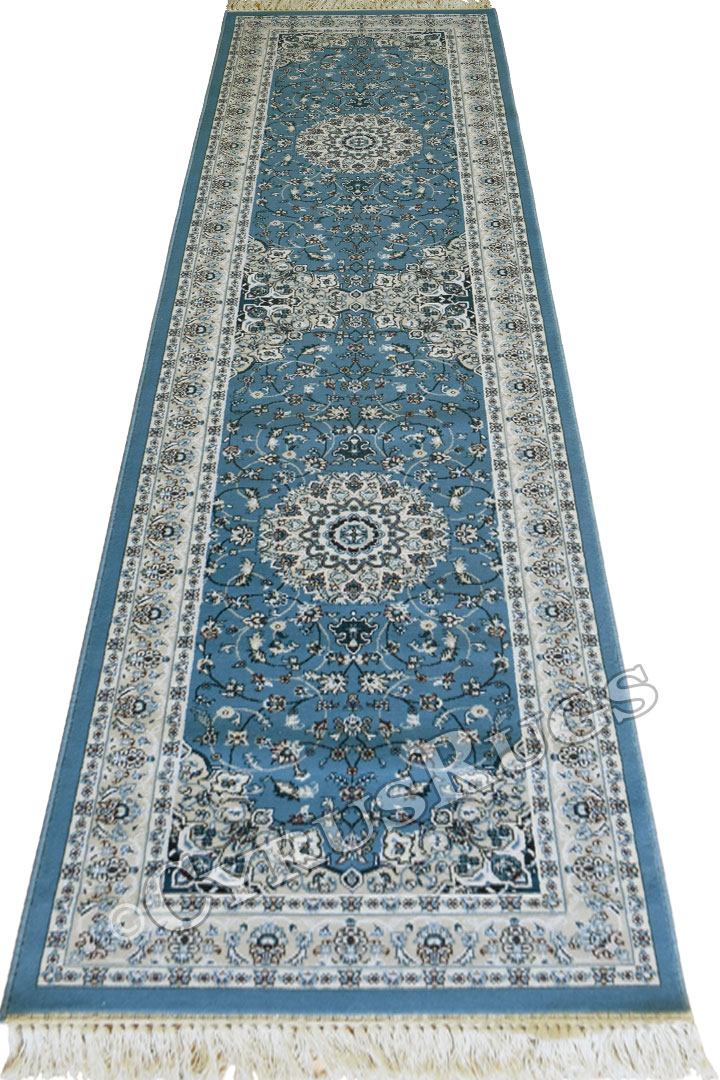 Caspian Persian Wool Hallway Runner Rugs 75056 Blue - Click Image to Close
