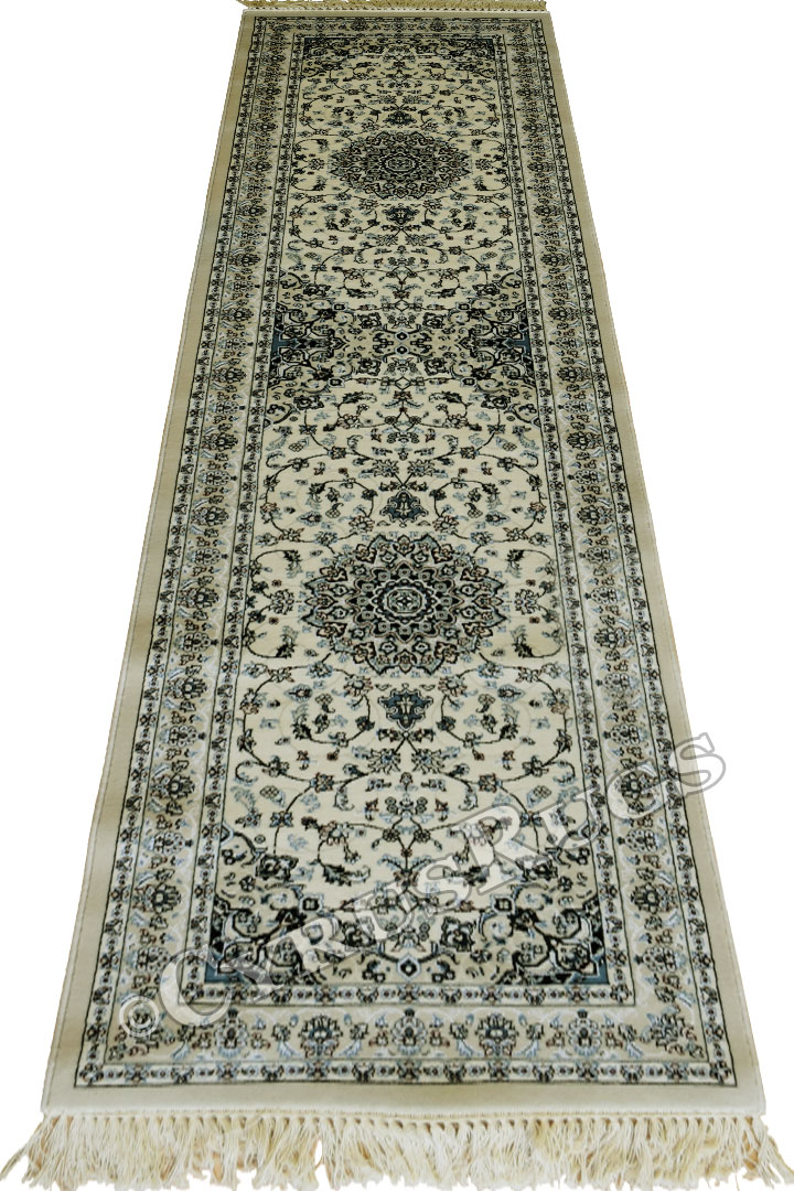 Caspian Persian Wool Hallway Runner Rugs 75056 White - Click Image to Close