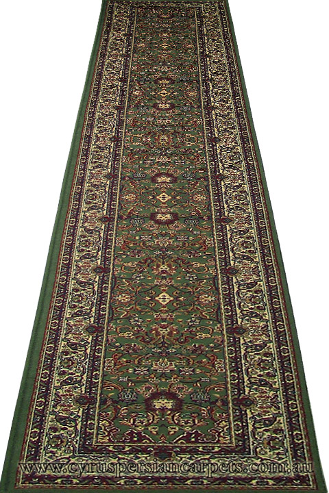 Changis Wool Hallway Runner Rug 345 Green - Click Image to Close