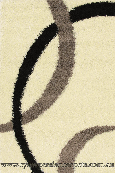 Santa Cruz Modern Shaggy Rug 2143 White Grey - Click Image to Close