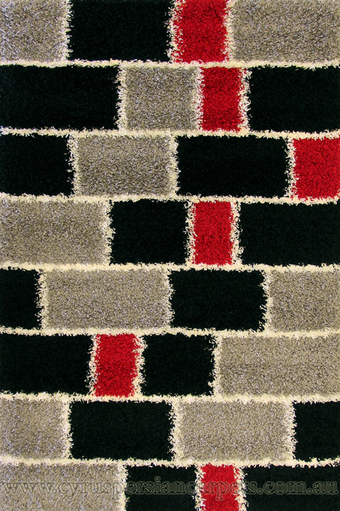 Santa Cruz Modern Shaggy Rug 2493 Grey Black - Click Image to Close