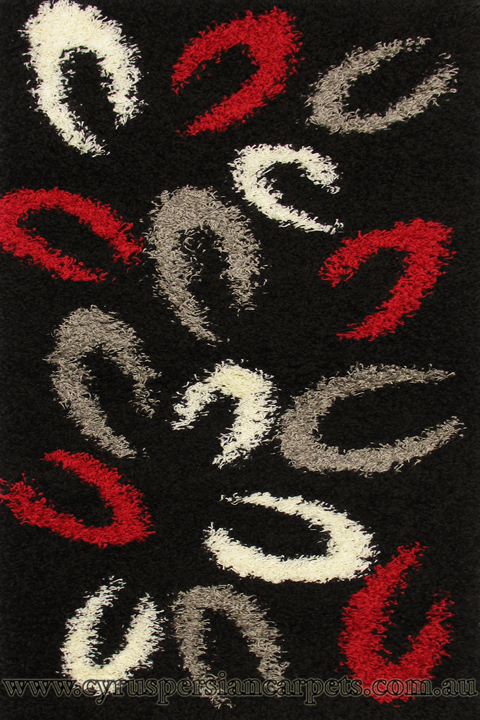 Santa Cruz Modern Shaggy Rug 2494 Black Grey - Click Image to Close