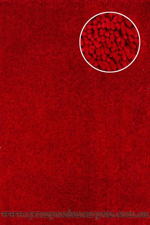 Double Coral Plain Shaggy Rug 30 Red Size: 170 x 120cm - Click Image to Close