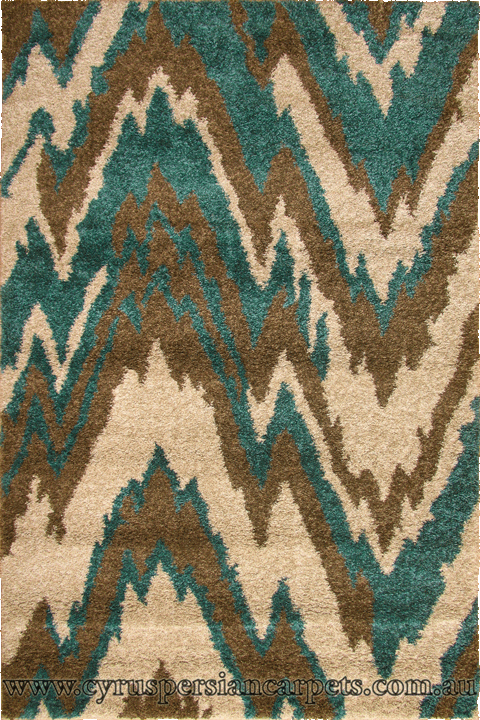 Marrakesh Abstract Shaggy Rug 2498A Bone Blue - Click Image to Close
