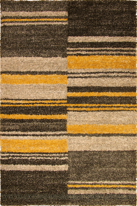 Marrakesh Stripe Shaggy Rug 2509A Grey Black - Click Image to Close