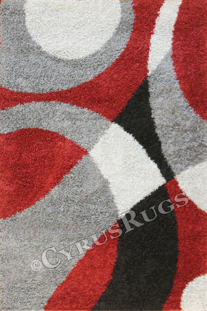Moda Modern Abstract Shaggy Rug A409A Red - Click Image to Close