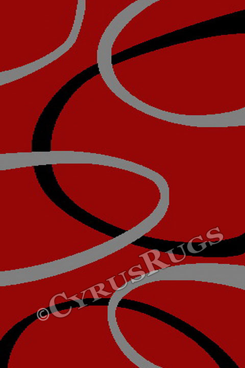 Moda Modern Abstract Shaggy Rug A417A Red - Click Image to Close