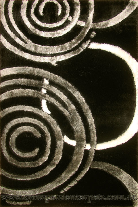 Monte Carlo Shaggy Rug 2460 Black Grey White - Click Image to Close