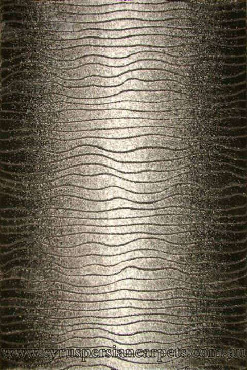 Premium Wavy Shaggy Rug 2432A Black P. White - Click Image to Close