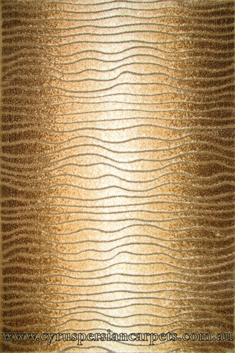 Premium Wavy Shaggy Rug 2432A Brown P. White - Click Image to Close