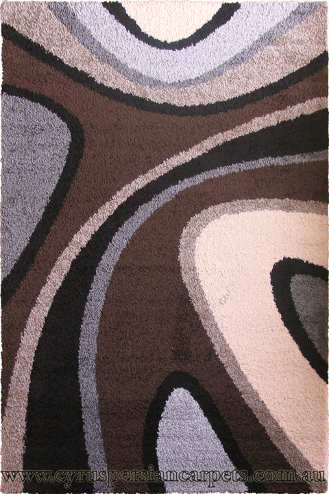 Rainbow Abstract Shaggy Rug 732-80 Brown - Click Image to Close