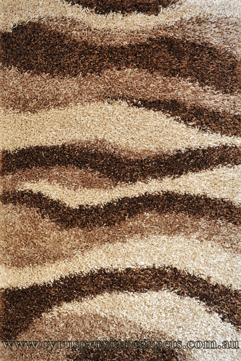 Rio Modern Wavy Shaggy Rug RWAV Beige - Click Image to Close