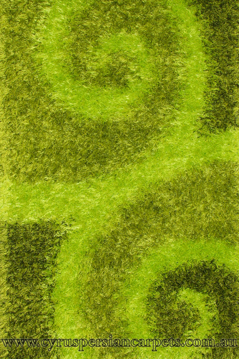 Rio Modern Abstract Shaggy Rug RCIRCL GRN - Click Image to Close