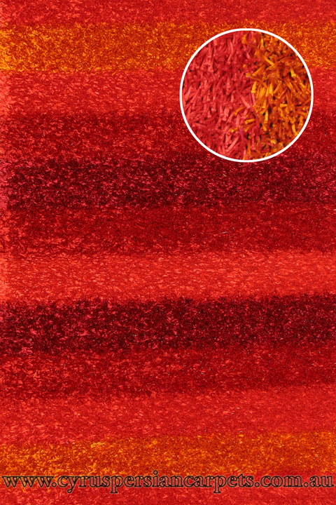 Rio Modern Stripe Shaggy Rug RLINE REDO - Click Image to Close