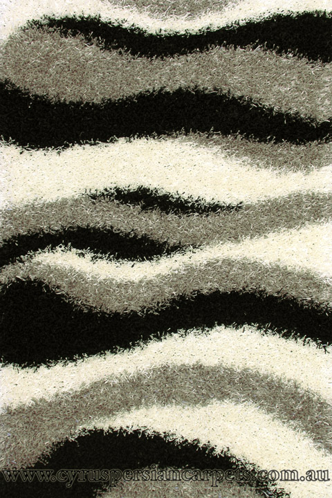 Rio Modern Wavy Shaggy Rug RWAV Grey - Click Image to Close