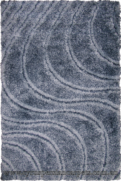 Rocky Plain Wavy Shaggy Rug 2379 Blue - Click Image to Close