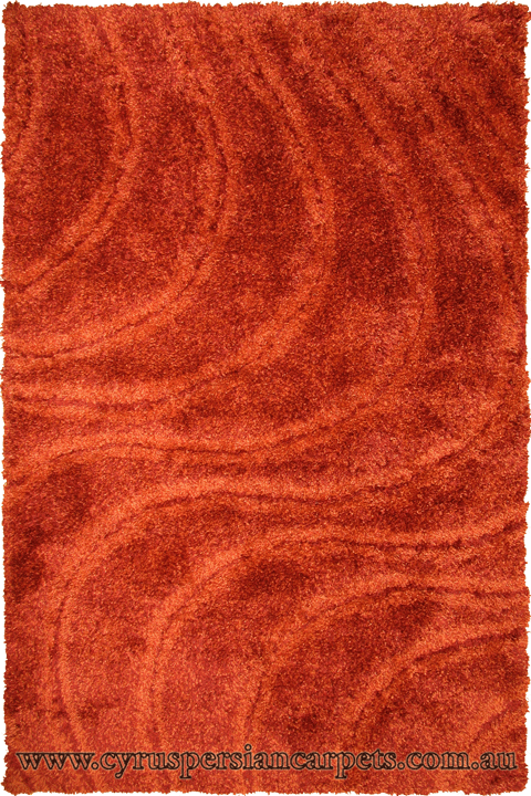 Rocky Plain Wavy Shaggy Rug 2379 Terra - Click Image to Close