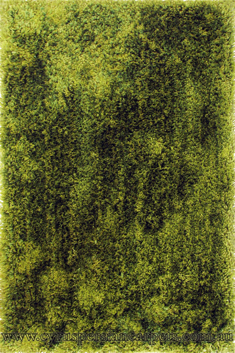 Shell Plain Shaggy Rug 65 Olive - Click Image to Close