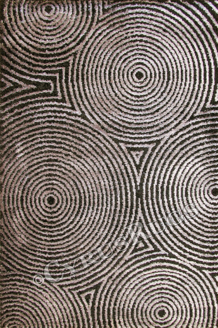 Siena Circle Design Shaggy Rug 4861 Rebel Black - Click Image to Close