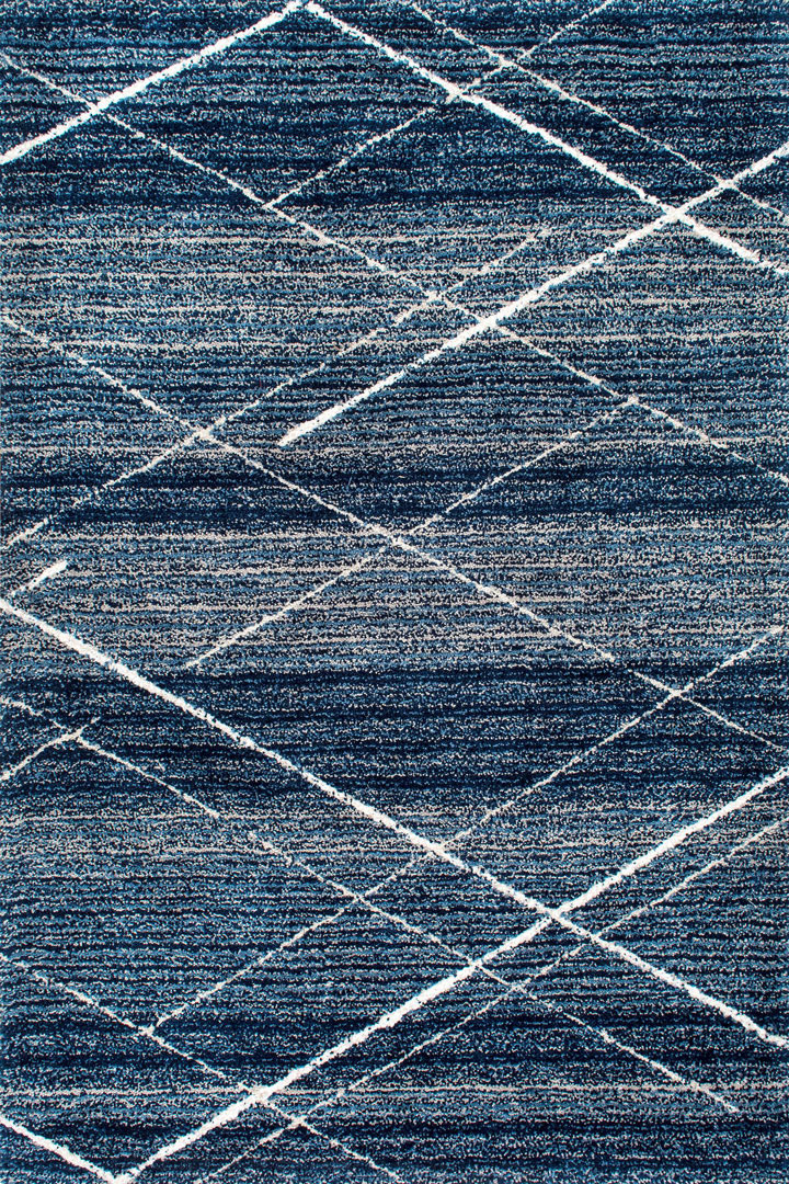 Splendor Trellis Shaggy Rugs KZ07A-Blue - Click Image to Close