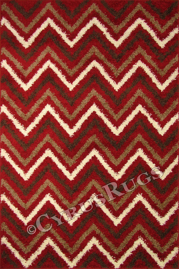 Stella Chevron Shaggy Rug 1128A-BRD-BRD - Click Image to Close